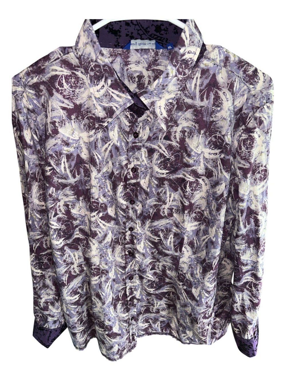 Women’s Georg Roth Purple Abstract Print Button-Down Shirt Size XL